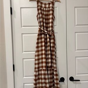 Doen eve dress in nutmeg gingham